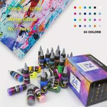 33色丙烯颜料套装，含3瓶稀释剂和喷枪，适合艺术家、初学者、学生和DIY项目，每瓶20毫升/0.68液盎司。