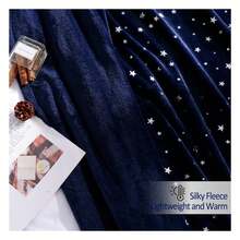 Stellhome Navy Blue Throw Blanket, Ultra Soft Thick Flannel Star Foil Print Fleece Bed Blanket For Sofa Couch, Twin Size 80"X65".Flannel Multifunctional Blanket, Office Sofa, A Must-Have For Home Use, Wraps Around The Lazy And Soft Feeling Of The Entire Afternoon, And Is Skin Friendly Without Shedding Hair - Nhiều màu - Xem 4