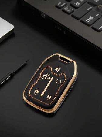 适用于GMC车辆的复古风格金色饰边钥匙扣套