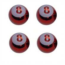 4Pcs Billiard 8-Ball Tire Valve Stem Caps - Universal Fit For Cars, Trucks, Motorcycles & Bikes, Billiard Air Valve Dust Covers, Weatherproof Automotive Accessories ,Car Decoration Accessories