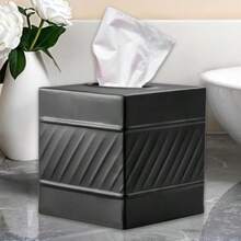 Monarch Abode - Funda Cuadrada de Tela geométrica Hecha a Mano en Relieve, Soporte de Tela de Cobre Antiguo, Accesorios Cuadrados de Metal, Soporte Decorativo para Caja de pañuelos con Acabado de(Onda en relieve Negro mate) - Multicolor - Ver 9