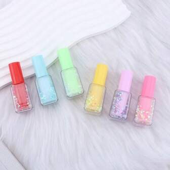 6pcs Cute Creative Nail Polish Style Fluorescent Pens, Multicolor Highlighter Pens For Students To Doodle And Take Notes