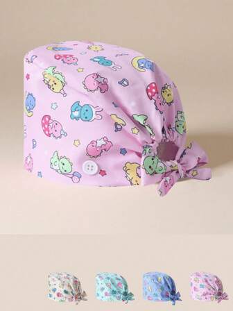 1pc Cartoon Surgical Cap - & Unique Medical Cap - Versatile Work Outfit, Cute Style - Suitable For Medical, Nursing, Beauty And Hair Care Use