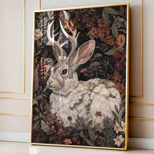 1 buc. Imprimeu artistic Jackalope fără ramă, poster cu animale academice întunecate, pictură magică cu iepure de pădure, decor de perete estetic gotic fantastic, potrivit pentru sufragerie, dormitor, cămin, cadou de ziua de naștere, poster distractiv, decorare cameră dormitor - Multicolor - Vizualizare 1