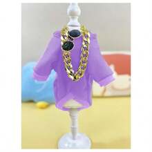 YQWINEE Conjunto de 3 Piezas para Perros y Gatos: Sudadera con Capucha Collar y Gafas de Sol. Ropa para Mascotas pequeñas y Medianas Cachorros y Gatos . Color: Malva/Morado. - como en la foto - Ver 3