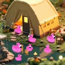 HAWTMini Flamingos 100 Pack - Cute Tiny Flamingos To Hide Deep Pink Mini Resin Flamingo Ducks Figurines For Fairy Garden Dollhouse Miniature Landscape - 100 - 查看 4