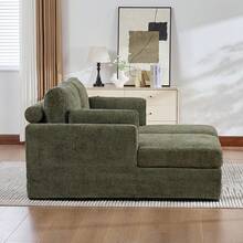 YOGLAD 63.39" Wide Modular 2-Seater Sofa, Chenille Upholstered Convertible Sleeper Sofa Couch With Cushions, Oversized Loveseat Sofa Bed For Living Room Bedroom Apartment, Deep Seat Comfy Couch With Pocketed Spring Cushion, Adjustable Combination Sectional Sofa For Small Spaces, Soft Chenille Fabric Couch With Supportive Backrest & Armrests, Easy Assembly Convertible Sofa Bed For Guests - màu xanh lá - Xem 6