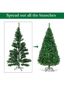 大型和小型豪华人造圣诞树，高密度圣诞树（适用于商场），圣诞装饰配件，丝带和花环