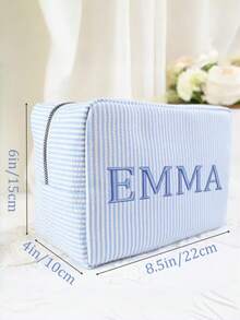 1 pièce Sac organisateur de couches et sac de retour à l'école personnalisé avec broderie de nom - Grande capacité, trousse de toilette et de maquillage avec lettrage. Sac de voyage anti-désordre avec fermeture éclair, rangement multifonctionnel pour fournitures scolaires, couches, articles pour bébé, produits de toilette et cosmétiques. Conception durable et douce, cadeau idéal de retour à l'école pour les filles et les garçons - Multicolore - Voir 10