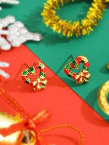 1pair Christmas Series Snowflake Stud Earrings For Kids Delicate Cute Christmas Party New Year Gift - Multicolor - View 7