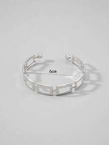imoli 1pc Minimalist Metal Chain Double Ball Open Bangle Bracelet, Party Gift For Women - 24475-s - View 4