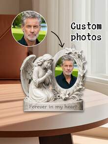 Individualisierte Engel Gedenktafel aus Acryl - Gedenkgeschenk für die Familie - Für immer mit dem Engel, für immer in unseren Herzen, Geschenk zum Vatertag - Engelssegen 4 - Übersicht 5