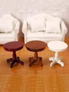1/2 chiếc Bàn tròn gỗ mini thủ công tỷ lệ 1:12 kèm khăn trải bàn ren, thích hợp cho đồ nội thất nhà búp bê trong nhà/ngoài trời, chủ đề Anime, tuyệt vời cho Giáng sinh, Halloween, Phục sinh, Lễ tạ ơn - Bàn đa năng cho nhiều phòng khác nhau (Làm thủ công, bề mặt hơi không bằng phẳng là bình thường) - Nhiều màu - Xem 3