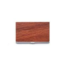 1pc Aluminum Alloy Credit Card Holder, Business Card Holder, Card Holder, Business Gift, Metal Solid Wood Card Holder, Black Walnut