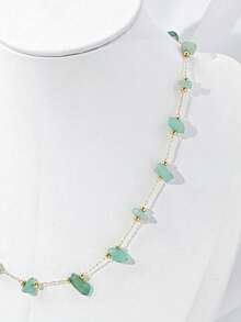 1件女士时尚不对称串珠项链，百搭且适合度假佩戴（宝石颜色和数量可能有所不同） - 石頭項鍊 - 查看 4