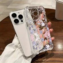 Funda para iPhone 17/17 Pro/17 Pro Max/16/16 Pro/16 Pro Max con diseño de flores moradas, que ofrece excelente absorción de impactos y mejor protección contra caídas. Fabricada con material TPU suave que cubre por completo y cuenta con cojines de aire en cada esquina. - transparente - Ver 1