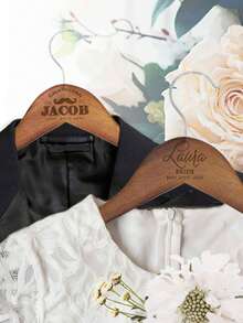 Customized Text/Logo Wooden Clothes Hanger, Non-Slip, Seamless, Suitable For Home, Hotel, Wedding, Laundry Drying - Light Brown Retro Color - View 8