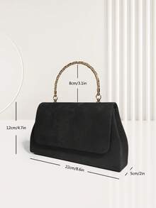 1PC Women's Evening Bag Party Clutches Elegance Velvet Top Handle Handbag Classic Wedding Cocktail Prom Purse - Black - View 8