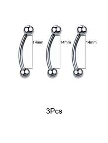 3Pcs/1Set Curved Barbell Eyebrow Ring, Stainless Steel Banana Bar Cartilage Earring, External Thread Hypoallergenic Tragus Helix Piercing Jewelry, Valentine Christmas Gift - Multicolor - View 9