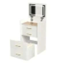 3-In-1 Dressing Table With Open Mirror, Small Dressing Table Set With Clear Glass Tabletop, Compact Dressing Table With 3 Drawers, Bedroom Dressing Table, Dimensions: W60/H118/D40 Cm. - White - View 1