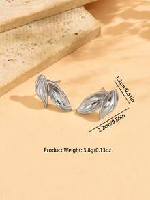 1 Pair Fashionable Gold Willow Leaf Stud Earrings, Simple Smooth Metallic Luster Delicate Small Design, Suitable For Various Styles To Enhance Elegance - Yellow Gold - View 10