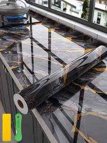 1 卷厨房台面保护膜，防水、防油、耐热（450°F），自粘式保护膜，适用于厨房、橱柜、桌子、家具和大理石表面