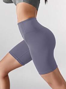 Pantalones cortos de compresión de media pierna para mujer Soyun, suaves y amigables con la piel, adecuados para yoga y deportes al aire libre en primavera, verano y otoño - Morado - Ver 6