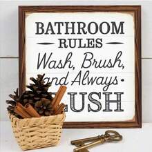 1pc/2pcs Set, Bathroom Decor: Clean And Wipe, Always Keep The Wooden Frame Intact, For Bathroom Decor, Bathroom Gift, Hot Tub Wall Decor, Home Decor, 8x8 Inches - Multicolor-sawtooth Hook - View 9
