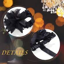 女士黑色威尼斯面具 - 花卉蕾丝舞会配饰。无需魔法，瞬间提升优雅气质。完美适用于狂欢节舞会和化装舞会。精湛工艺，细节精致。永恒经典，为任何特殊场合增添神秘与魅力。情人节装扮 - 彩色 - 查看 10