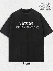 1 PCS "Retro Firearms 'I STUDY TRIGGERNOMETRY' Pistol Disassembly Illustration With Bold Text" Print Black T-Shirt, Vintage Distressed Aesthetics, Spring/Summer Men Women Clothes, Regular Fit T-Shirt, Firearms Enthusiasts Gatherings & Street Style Events, Men's Women's Casual Everyday Top, They Are Excellent Gifts For Gun Culture & Streetwear Lovers, 100% Cotton Tees Feature, A Youthful And Edgy Design, Graphic Tees Men, Graphic Tees Women, Urban Fashion, Street Style, Gun Shows, Daily Leisure (Unisex Retro Firearms-Streetwear Tee, Standout Pick For Gun Enthusiasts) - 黑色 - 查看 2