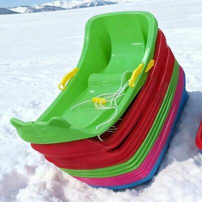 Random Color Adult Sled / Thick Durable Plastic Snowboard / Outdoor Snow Sliding Tool - Winter Leisure Sled