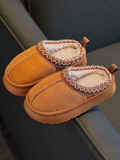 Kids Slip-On Slippers, Autumn/Winter New, Toddler/Little/Big Kids, Indoor/Outdoor, Furry, Patchwork, Simple, Soft Bottom, Comfortable