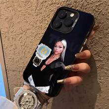 Funda de teléfono W-WWE L-Liv Morgan compatible con  17,16,15,14,13,12,X,8,Pro,Max,Plus,E,SE4,Air,Mini, cubierta negra mate IMD compatible con funda  17 pro max, funda  17 pro, funda  17, funda  16 pro max, funda  17 pro max - z7 - Ver 5
