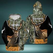 Customized Name Deer Hoodies Hunting Unisex Hoodies 3D All Over Printed Full Size S-5XL DS93002 Print For Men Women Him Her - 風格 - 查看 9