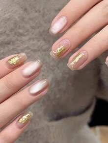 Gold Foil Flower & Leaf Pattern Nail Stickers, Decoration Stickers - Gold - View 6
