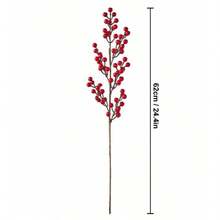1 cái/2 cái/4 cái, Cành quả mọng đỏ nhân tạo 24 inch, Thân quả mọng xốp, Giáng sinh, Năm mới, Lễ hội mùa xuân Trang trí bình hoa tự làm tại nhà Cành quả mọng, Trang trí để bàn - Đỏ - Xem 5