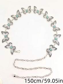 1pc Bohemian Vintage Turquoise Butterfly Shaped Waist Chain For Women, Outfit Accessory For Skirt & Pants Summer, School Fall, Autumn, Halloween