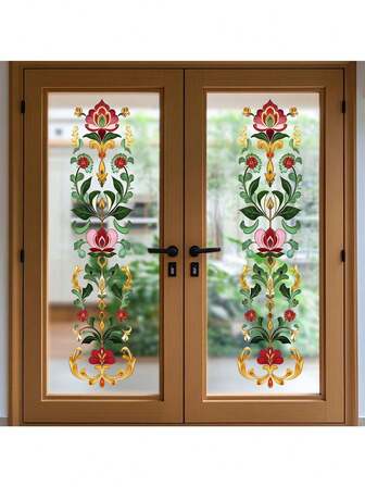 1pc Creative Colorful Glass Flower Decorative Sticker PVC Sticker Removable Self-Adhesive Easy-Tear Sticker Home Decor To Brighten Your Life Holiday Decoration Stickers Birthday Graduation Gift