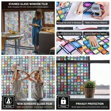 Pelcula de vidrieras para ventana, color arcoris, pelculas de privacidad para ventana, calcomanas decorativas para ventana para el hogar, anti, 35.4x 78. pulgadas - Multicolor - Ver 1