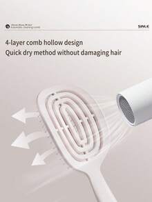 2-In-1 Self-Cleaning Wet & Dry Brush, Curved Ventilated Massage Paddle Brush, Suitable For Curly Hair, Easily Detangles Hair - Multicolor - View 4