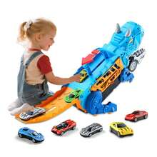 恐龙卡车玩具系列，专为儿童和幼儿设计，包含1辆恐龙运输卡车和6辆赛车玩具，恐龙卡车可以从嘴里发射赛车，适合3-6岁幼儿，是送给3-6岁男孩女孩的绝佳生日/圣诞节/开学礼物。 - 恐龍車 - 查看 8