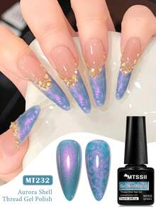 Mtssii 7ml Aurora Pearl Thread Shell Mermaid Nail Gel Polish Sparkling Shimmer Cream White Blue Pink UV LED Varnishes Shiny Soak Off Lacquer Semi Permanent Manicure Nail Art Design