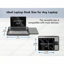 - computadora porttil con superficie lisa y alfombrilla para mouse, bandeja de cama ligera para porttil o tablet, mesa ergonmica para hogar, oficina, viajes y estudiantes - negro y gris - Ver 5