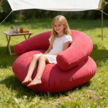 1pc U-Shaped Inflatable Children's Sofa, Multi-Functional Portable Camping Chair, Outdoor Easy Storage Slouchy Sofa, Flocked Inflatable Sofa, Suitable For Outdoor Camping And Leisure