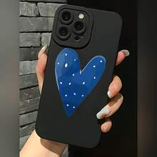 2026 nueva funda de teléfono esmerilada, funda de teléfono con patrón de corazón y puntos blancos para  17 14 Pro Max  17 13 Pro  17 12  17 11  Galaxy S23 S22 S21 S20 S10 S9 Plus funda de protección para teléfono regalo de pareja para novio novia día de San Valentín regalo de cumpleaños - Negro - Ver 1