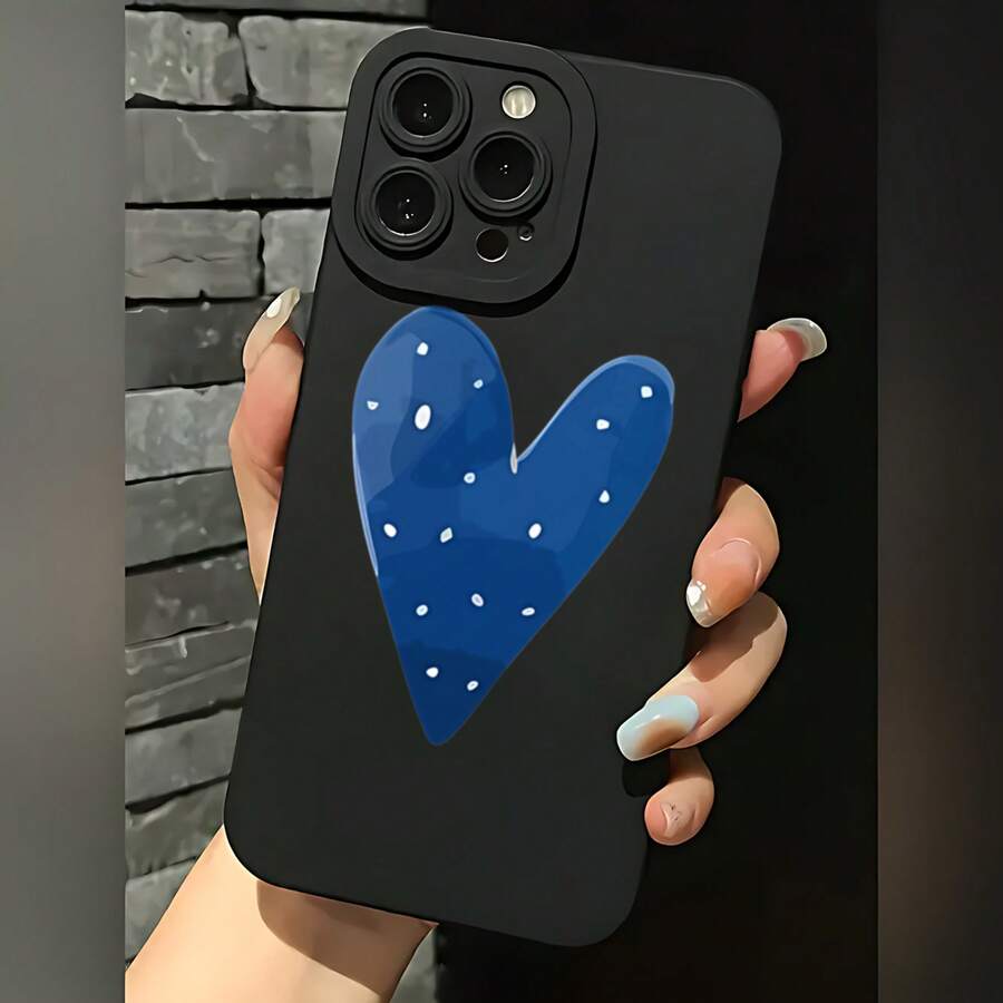 2026 nueva funda de teléfono esmerilada, funda de teléfono con patrón de corazón y puntos blancos para 17 14 Pro Max 17 13 Pro 17 12 17 11 Galaxy S23 S22 S21 S20 S10 S9 Plus funda de protección para teléfono regalo de pareja para novio novia día de San Valentín regalo de cumpleaños - Negro - Ver 1