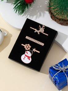 5件套圣诞快乐可爱雪人与鹿闪亮雪花圣诞饰品，可搭配苹果美甲戒指环，适用于40mm、41mm、42mm、38mm、44mm、45mm、46mm、49mm的表带，柔软硅胶运动表带，装饰性设计，兼容 Series 10、9、8、7、6、5、4、3、2、1、SE，女士款