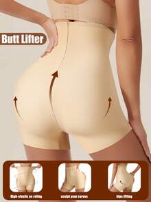 1pc Seamless High Waist Shaping Panties, Women Tummy Control Butt Lifting Shapewear Briefs - Apricot - View 3