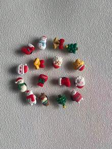 10个/套 随机多色圣诞系列鞋饰（非一体式镶嵌装饰） - 彩色 - 查看 4