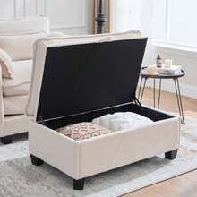 Moderner übergrßer Sessel Mit Fußstütze Und Hocker, Samt-Loungesessel Mit Seitentaschen Und Kissen, Bequemer Lesesessel Für Wohnzimmer, Schlafzimmer Und Wohnung - Beige - View 7